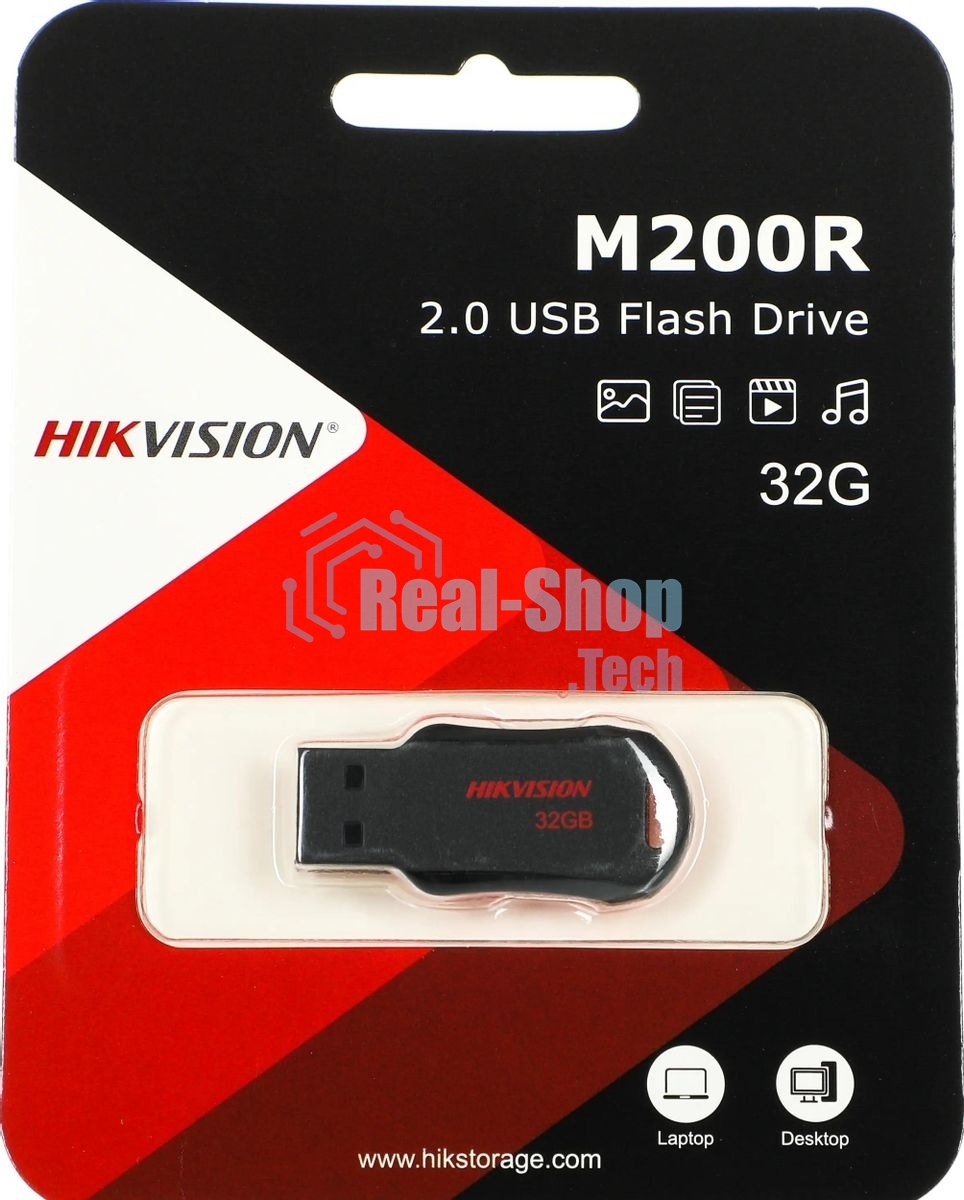 Флешка USB Hikvision M200R (HS-USB-M200R/32G), 32Gb, USB 2.0, R/W 30/15, черный