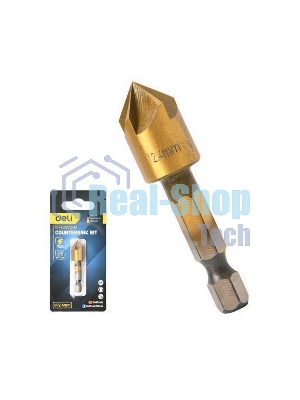 Зенковка конусная под М6 по металлу/дереву/пластику Deli DH-DJZ002-E1 12,4мм, сталь HSS, угол заточки 90град., шестигранный хвостовик