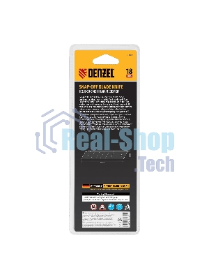 Нож Denzel 18 мм, сменное лезвие, SK4, корпус из цинкового сплава + TPR, торцевой зажим