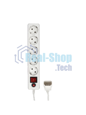 Сетевой фильтр Гарнизон для ИБП, 5 р, 10А, 1.8 м, ур.защиты 4, белый, пакет