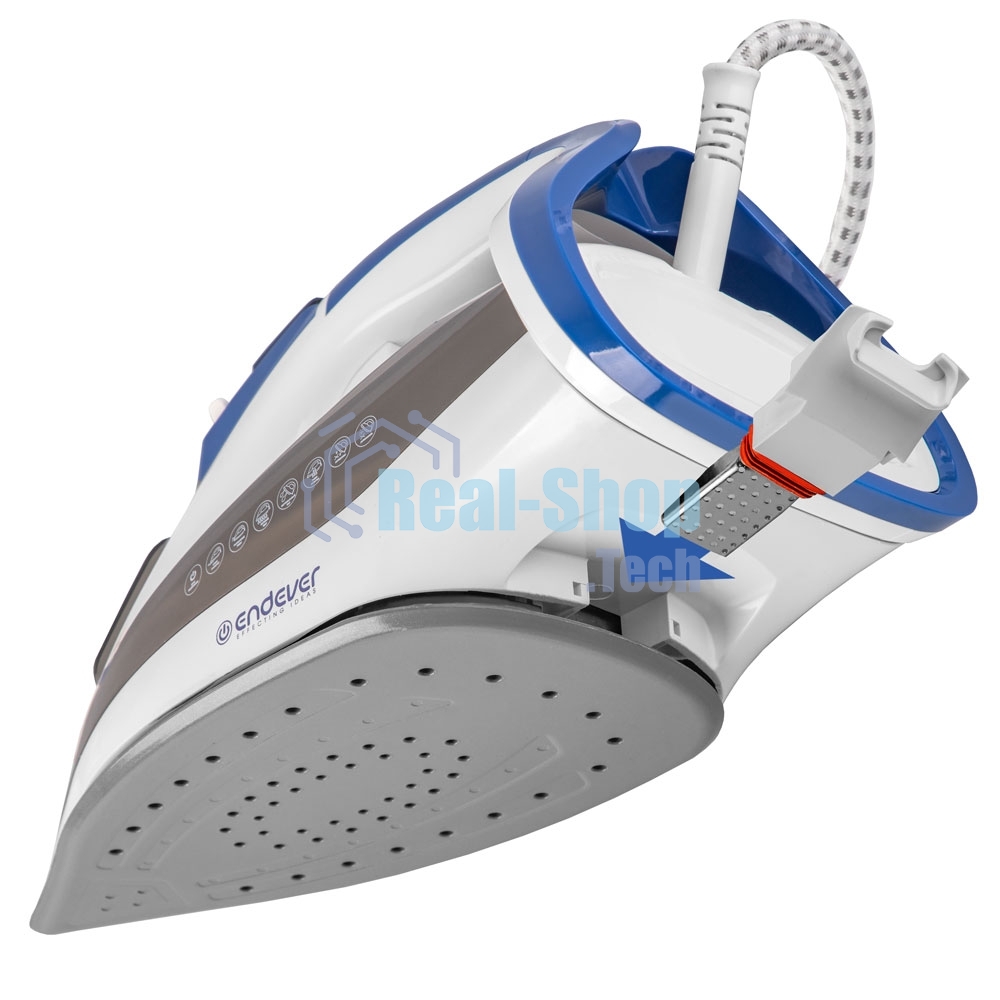 Утюг электрический Endever Delta-231, белый/синий/черный, 3000 Вт, Подача пара до 75 г/мин, Паровой удар до 190 г/мин, 10 шт/уп