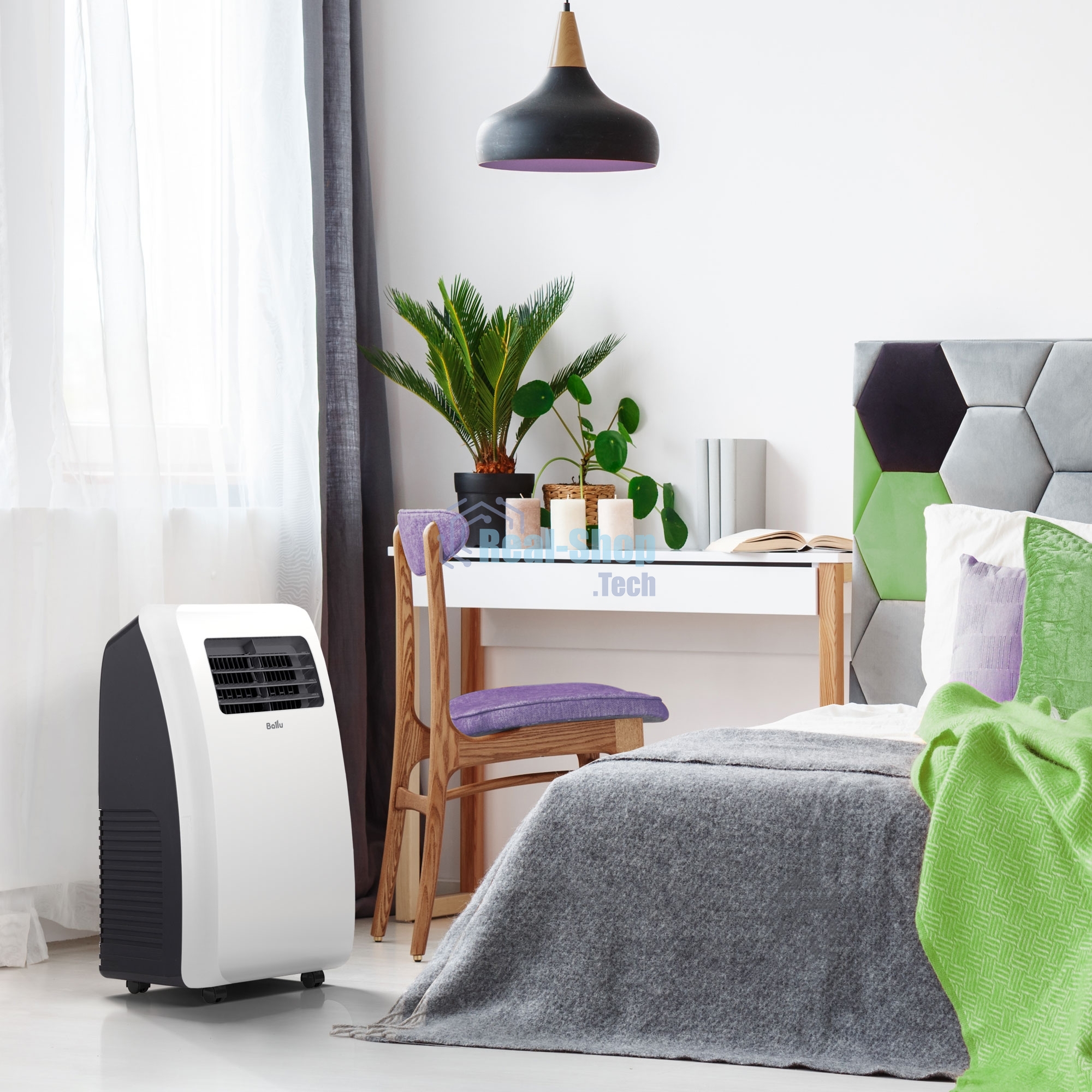 Кондиционер мобильный Ballu Aura BPAC-07 CP/N1_24Y 7000 BTU, 18 м², 47 дБ, охлаждение, осушение, белый