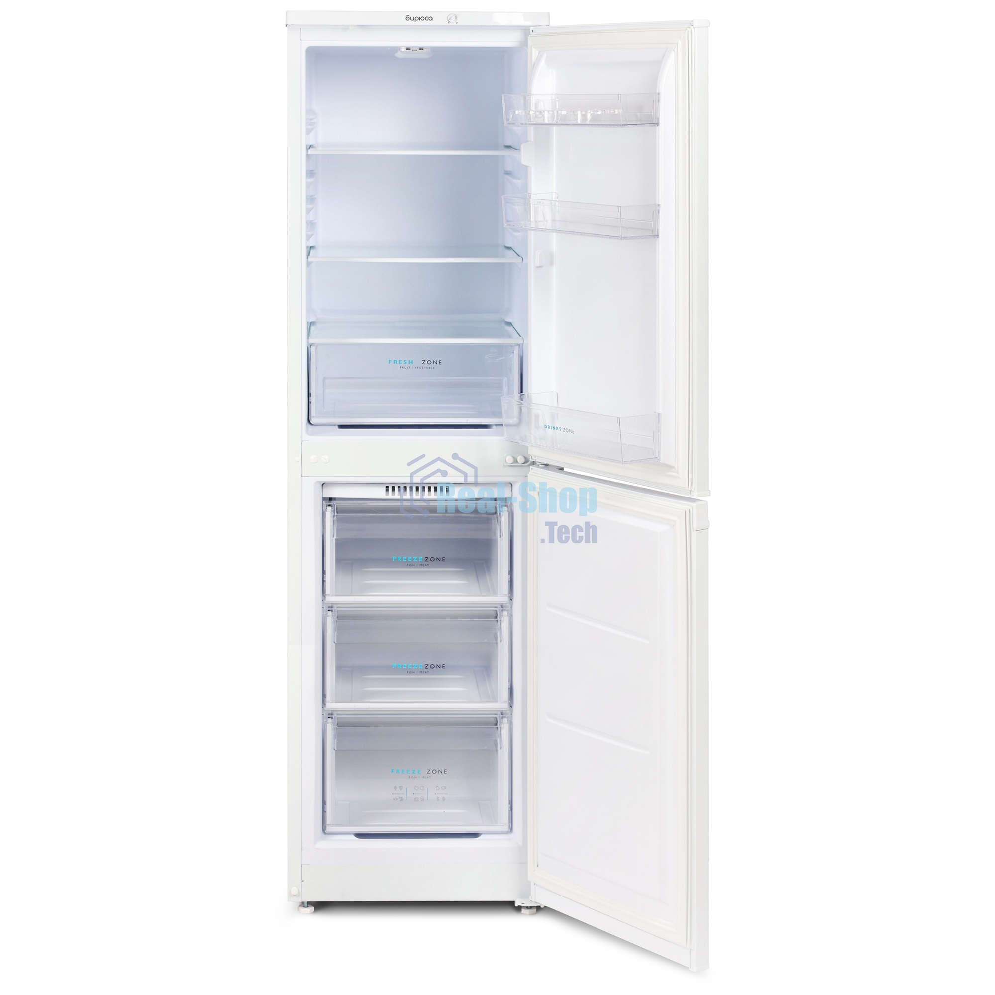 Холодильник Бирюса 420 белый двухкамерный 125/80л морозилка снизу