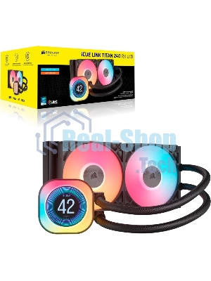 Система жидкостного охлаждения Corsair iCUE LINK TITAN 240 RX LCD (240мм, черный, RGb/ Fans: 2x120мм, 73.5CFM, 36dBA, 2100RPM/ S: 1851, 1700, AM5, AM4)