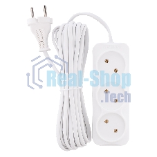 Удлинитель 3 гнезда 5 метров 6А/1,35 кВт без заземления ШВВП 2х0,75 (SBE-10-3-05-F)