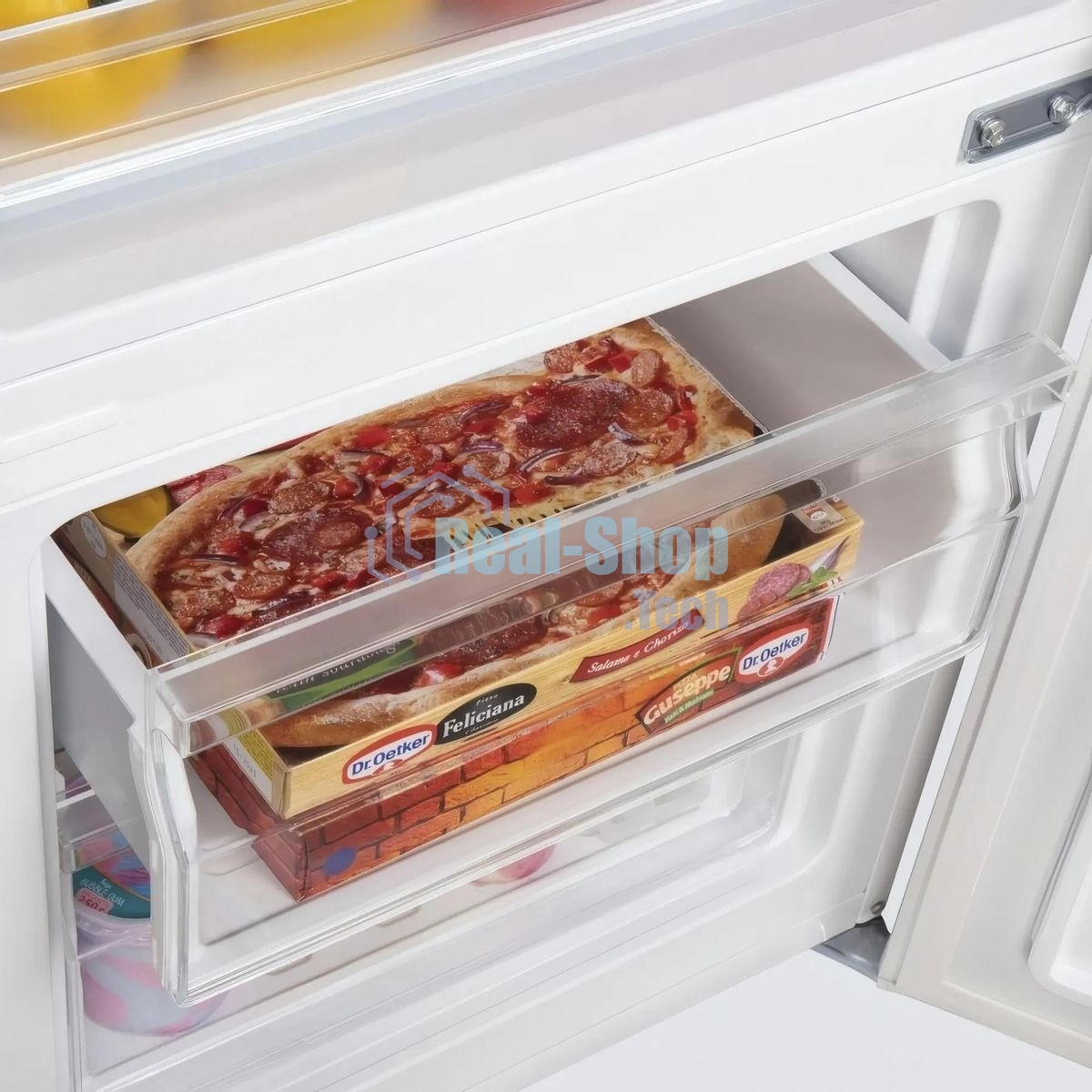 Холодильник Maunfeld MFF144SFW белый глянц. двухкамерный 154/52л морозилка снизу, ручная разморозка