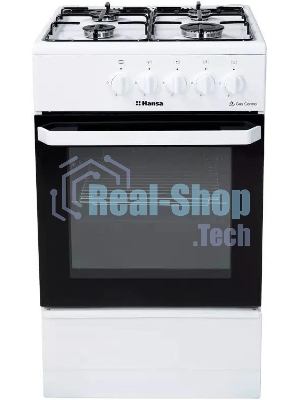 Плита газовая Hansa FCGW510029A белый, конфорок 4 газовых, духовка 53 л, 50 см x 85 см x 57 см