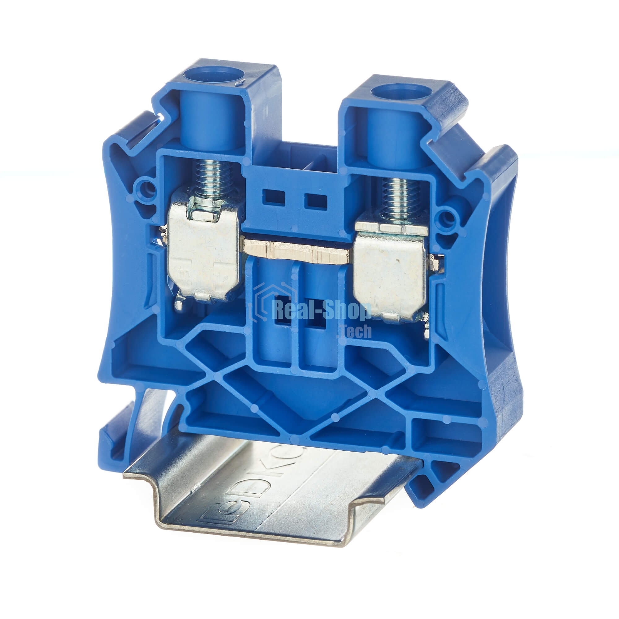 Клемма проходная TUR-16-BU, винтовой зажим, 2 точки подключения, 16 кв.мм, синяя
