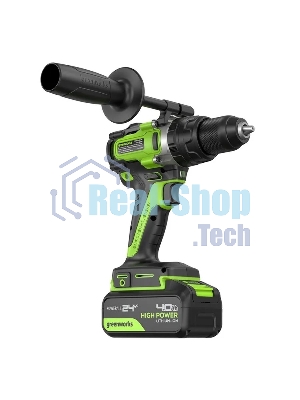 Дрель-шуруповерт аккумуляторная Greenworks GD24DD140 24V, 70/140Нм,Anti-kickback,2х4Ач,ЗУ,кор 3707607CUD