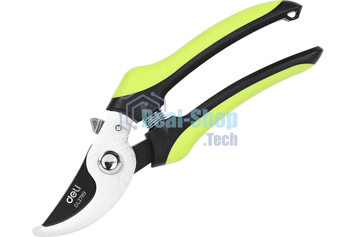 Секатор садовый Deli DL2789 лезвия с тефлоновым покрытием, длина 200мм, макс. диаметр резки 15мм, сталь SK5