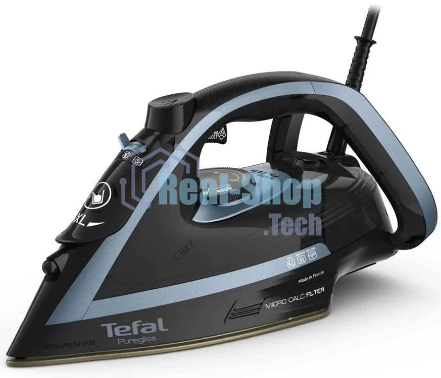 Утюг Tefal FV8R67F1 синий/черный, 3000 Вт, 50 г/мин, 280 г/мин, 270 мл