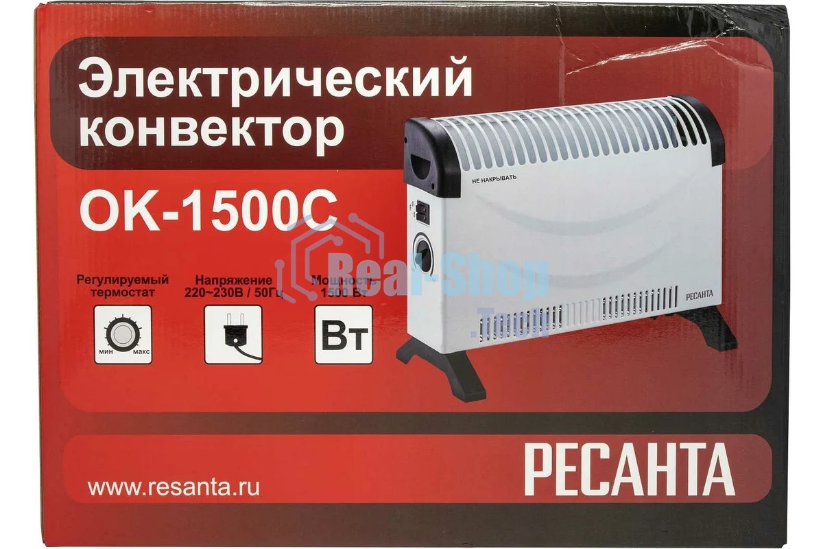 Конвектор Ресанта ОК-1500С белый, 1500 Вт, 20 м2, термостат