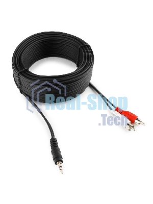 Кабель аудио Cablexpert CCA-458-15M-N, Jack 3.5(M)/2xRCA, 15м, черный, пакет