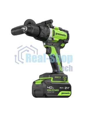 Дрель-шуруповерт аккумуляторная Greenworks GD24DD140 24V, 70/140Нм,Anti-kickback,2х4Ач,ЗУ,кор 3707607CUD
