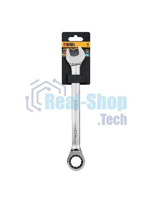 Ключ комбинированный Denzel, с трещеткой, 22 мм