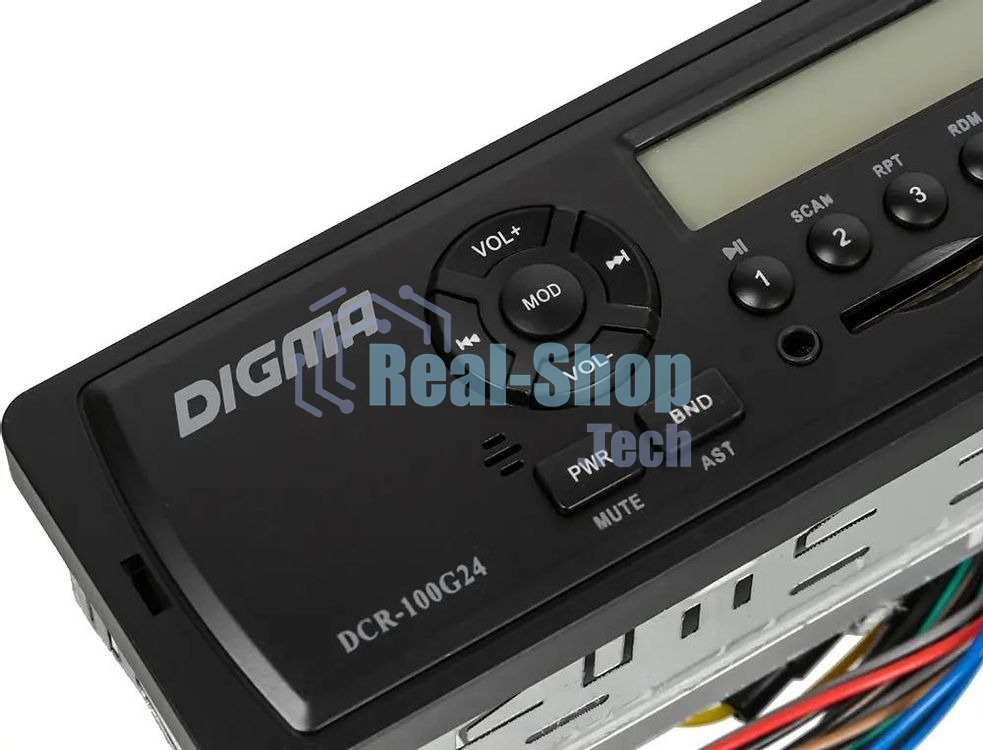 Автомагнитола Digma DCR-100G24, 1 DIN, USB Type-A, AUX