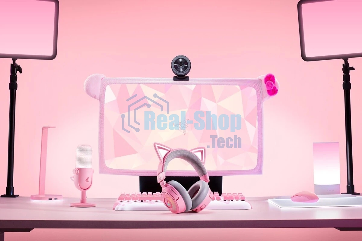 Гарнитура Razer Kraken Kitty V3 Pro Quartz розовый, беспроводная, bluetooth, до 70 ч, подсветка
