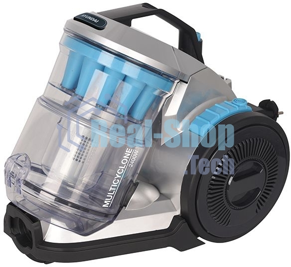 Пылесос Hyundai HYV-C2955 серебристый/синий, 380/2400 Вт, уборка сухая, пылесборник контейнер 3.5 л