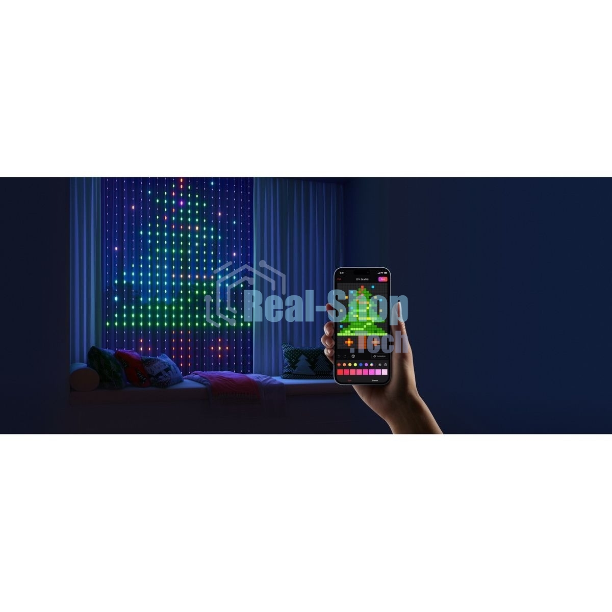 Умная штора-гирлянда Yeelight, 475 ламп, 1,5м x2м/RGbIC+ BLE/YLYDD-0053