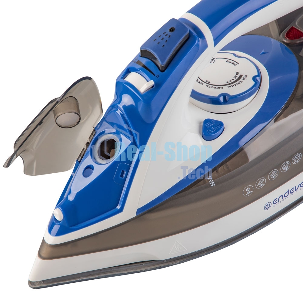 Утюг электрический Endever Delta-231, белый/синий/черный, 3000 Вт, Подача пара до 75 г/мин, Паровой удар до 190 г/мин, 10 шт/уп
