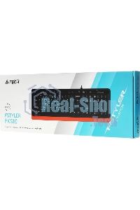 Клавиатура проводная A4Tech Fstyler FKS10, USB, черный/оранжевый