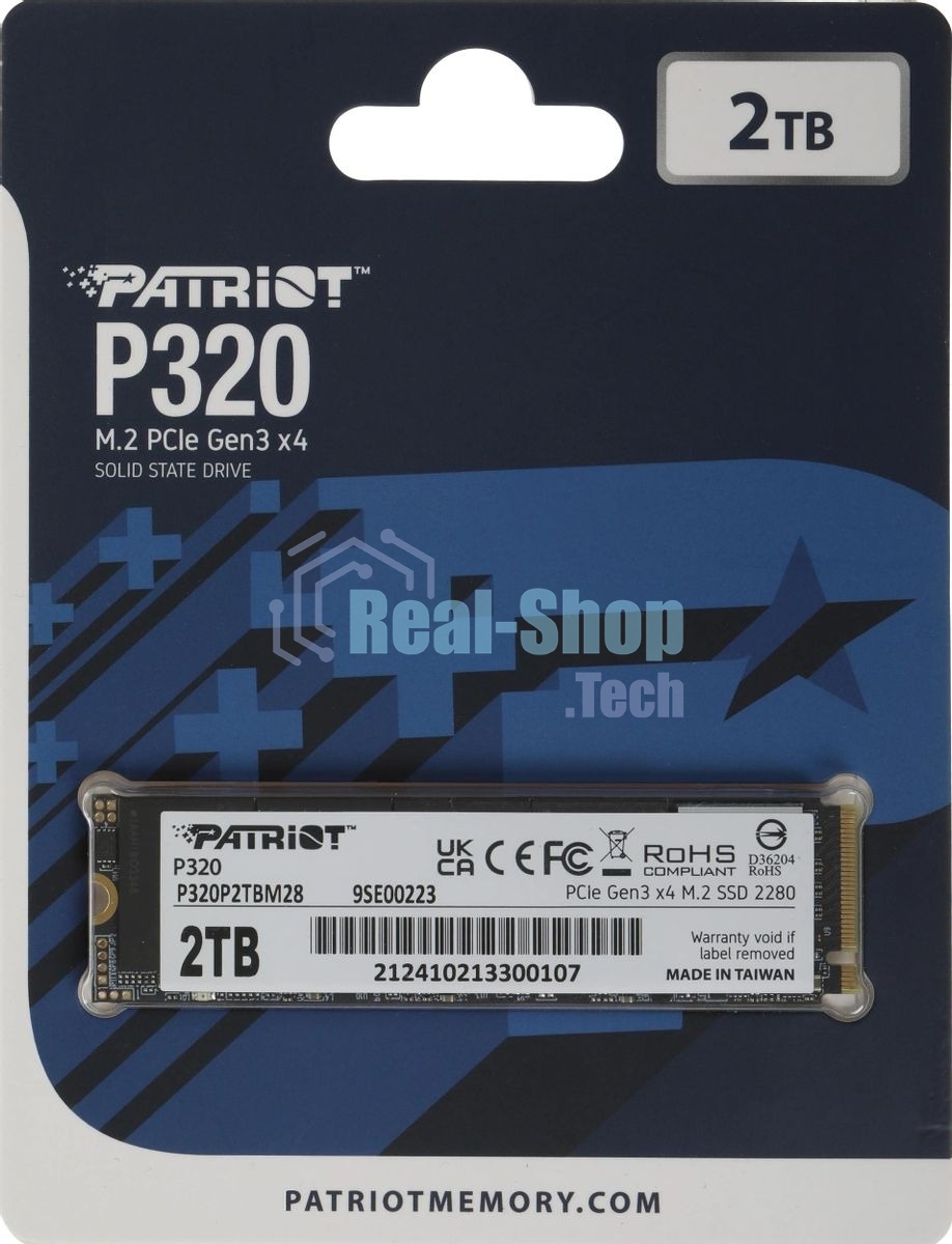 Накопитель SSD Patriot P320 2ТБ, M.2 2280, NVMe, R/W 3000MB/2200Mb/s