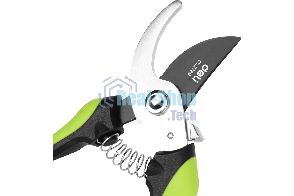 Секатор садовый Deli DL2789 лезвия с тефлоновым покрытием, длина 200мм, макс. диаметр резки 15мм, сталь SK5