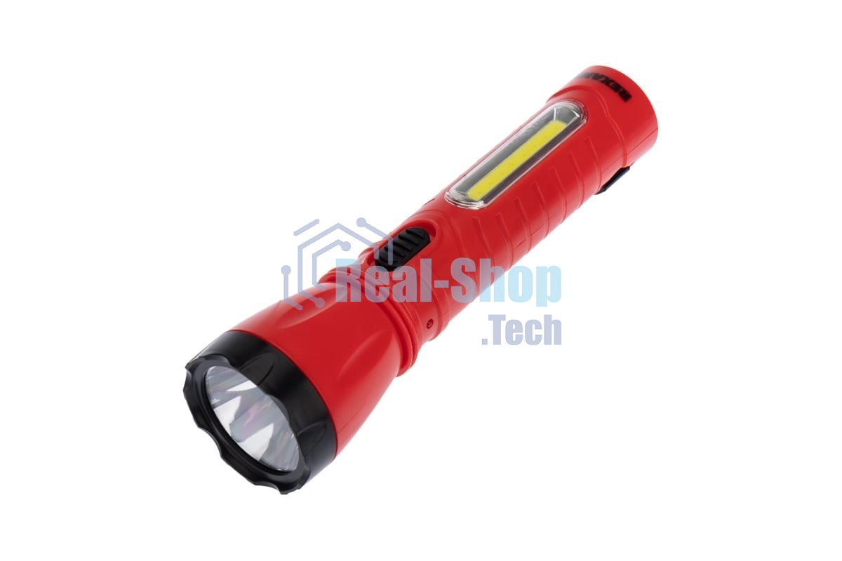 Фонарь рабочий/поисковый Rexant головной + боковой свет 1,5 Вт + 5Вт СОВ боковой, встроенный аккумулятор, зарядка напрямую от сети (евророзетка) 220 В