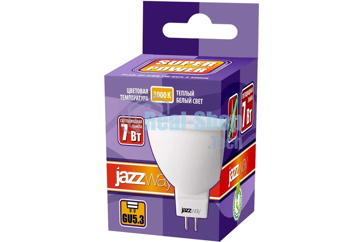 Лампа светодиодная JazzWay PLED-SP JCDR 7Вт 3000К теплый белый GU5.3 520лм 230В