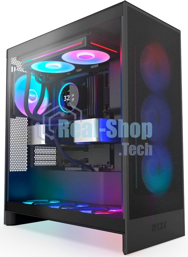 Система жидкостного охлаждения для ПК/Water Cooling System NZXT Kraken Elite 280 RGb (250W, 280мм, LED temp., Black/Fans: 2x140мм, 98.61CFM, 34.5dBA, 2000RPM/Pump height 65мм, 2800RPM, Rad thickness 27мм/S: 1851, 1700, 1200, 115X, AM5, AM4)