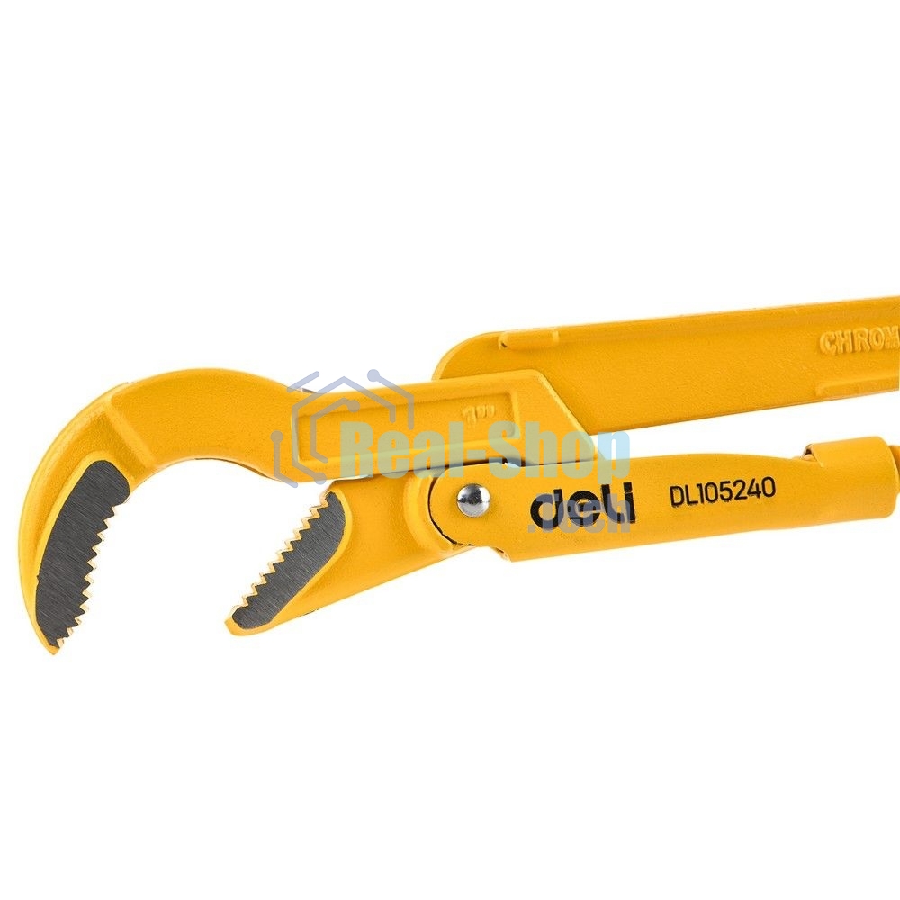 Трубный рычажный ключ №1 с изогнутыми губками Deli DL105240 315мм, раскрытие губок 0-40мм, сталь Cr-V