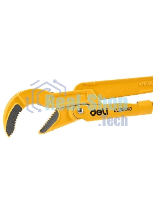 Трубный рычажный ключ №1 с изогнутыми губками Deli DL105240 315мм, раскрытие губок 0-40мм, сталь Cr-V