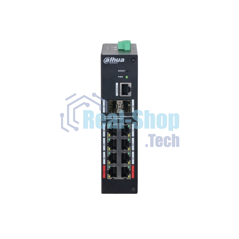 Коммутатор Dahua DH-HS4210-8GT-90, 8×1 Гбит/с + 2×1 Гбит/с SFP, управляемый