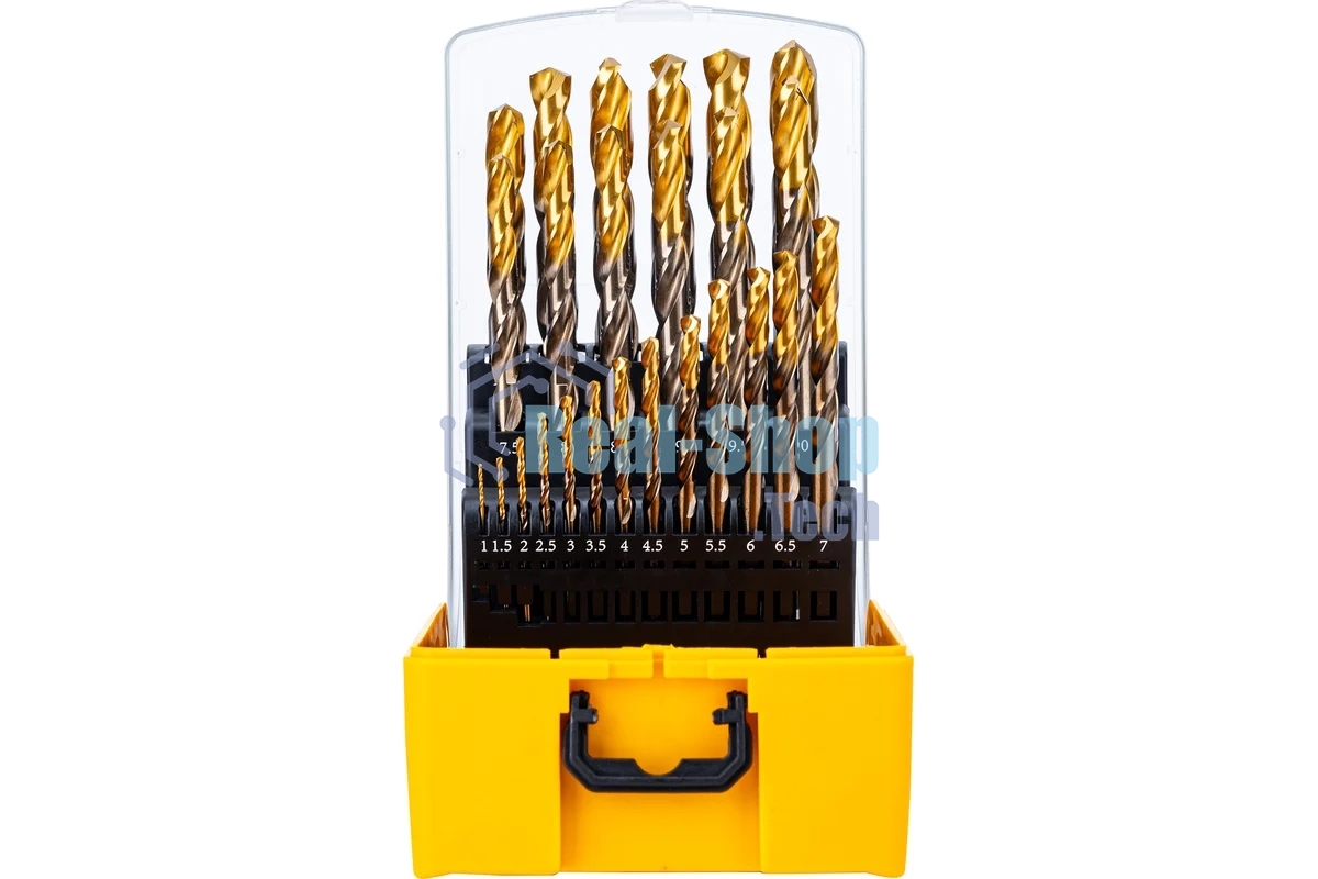 Набор сверл по металлу Denzel 1-13 мм, Р6М5К8-TiN, Golden Tip, 25 шт 723010