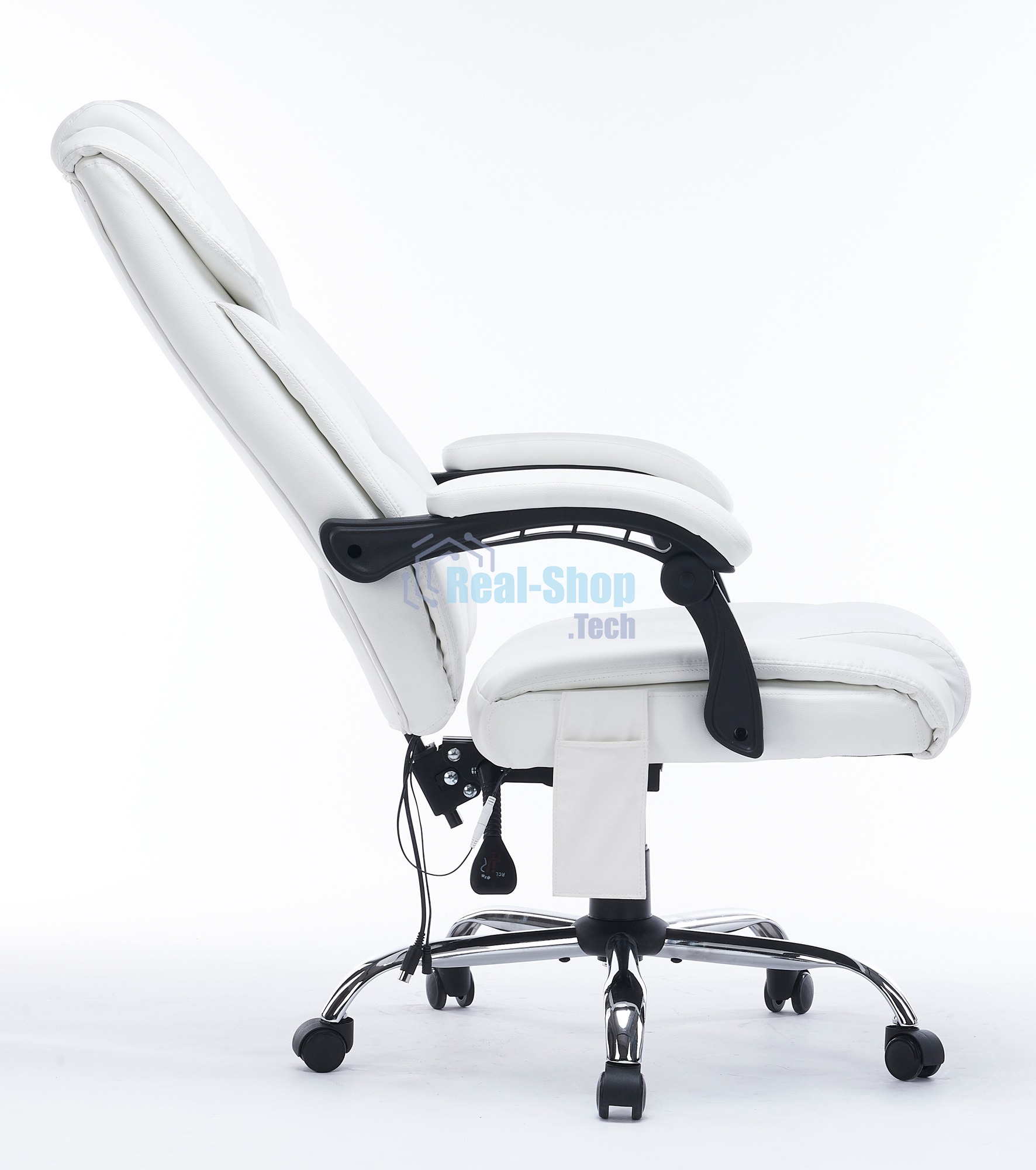 Кресло компьютерное Cactus CS-CHR-OC02M-WT белый, эко.кожа, крестов. сталь