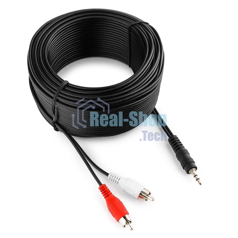Кабель аудио Cablexpert CCA-458-20M-N, Jack 3.5(M)/2xRCA, 20м, черный, пакет