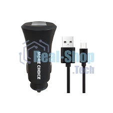 Автомобильная зарядка (от прикуривателя) MORE CHOICE (4627151192116) AC23m 2USB 2.4A для micro USB черный