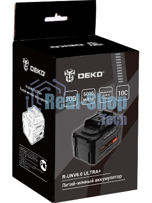 Аккумулятор DEKO R-UNV6.0 ULTRA+, Li-ion, 20В, 6.0А*ч, с повышенной токоотдачей
