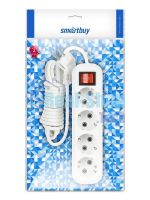 Удлинитель Smartbuy (SBE-16-4-02-ZS) 4 гнз х 2,0 м (16А/3.5 кВт, ПВС 3х1.0)
