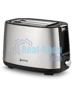 Тостер Vitek VT-7156 серебристый/черный, 750 Вт, 2 слота