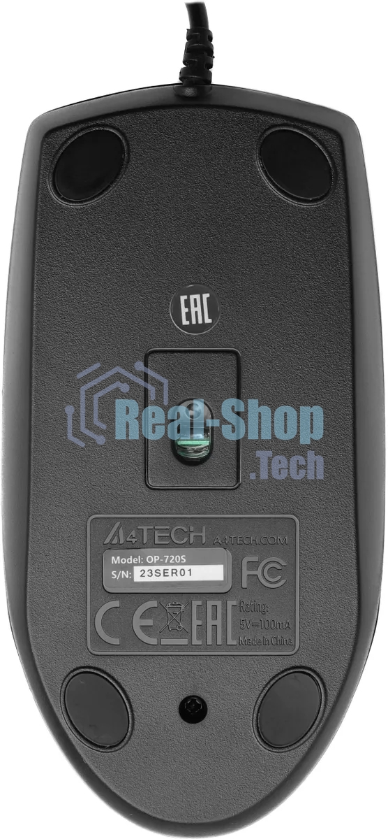 Мышь проводная A4Tech OP-720S черный, 1200 dpi, USB, кнопки - 3