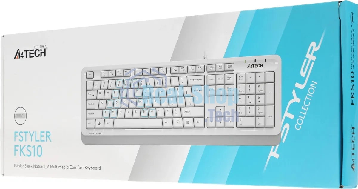 Клавиатура проводная A4Tech Fstyler FKS10, USB, белый/серый