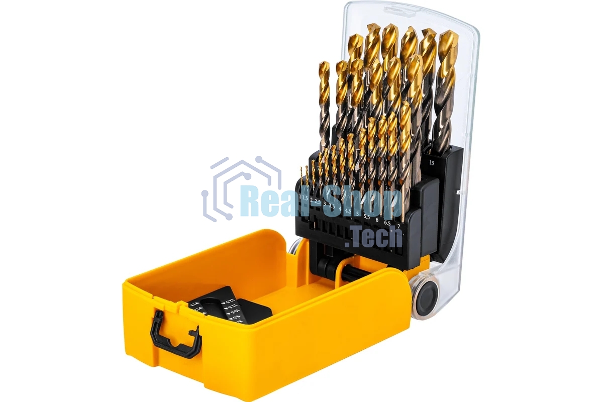 Набор сверл по металлу Denzel 1-13 мм, Р6М5К8-TiN, Golden Tip, 25 шт 723010