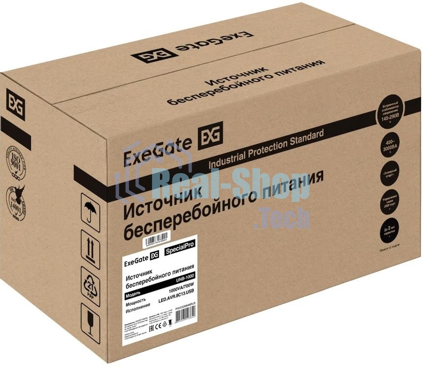 Источник бесперебойного питания ExeGate SpecialPro UNB-1000.LED.AVR.8C13.USB / 1000 ВА / 700 Вт / 8 x IEC 320 C13