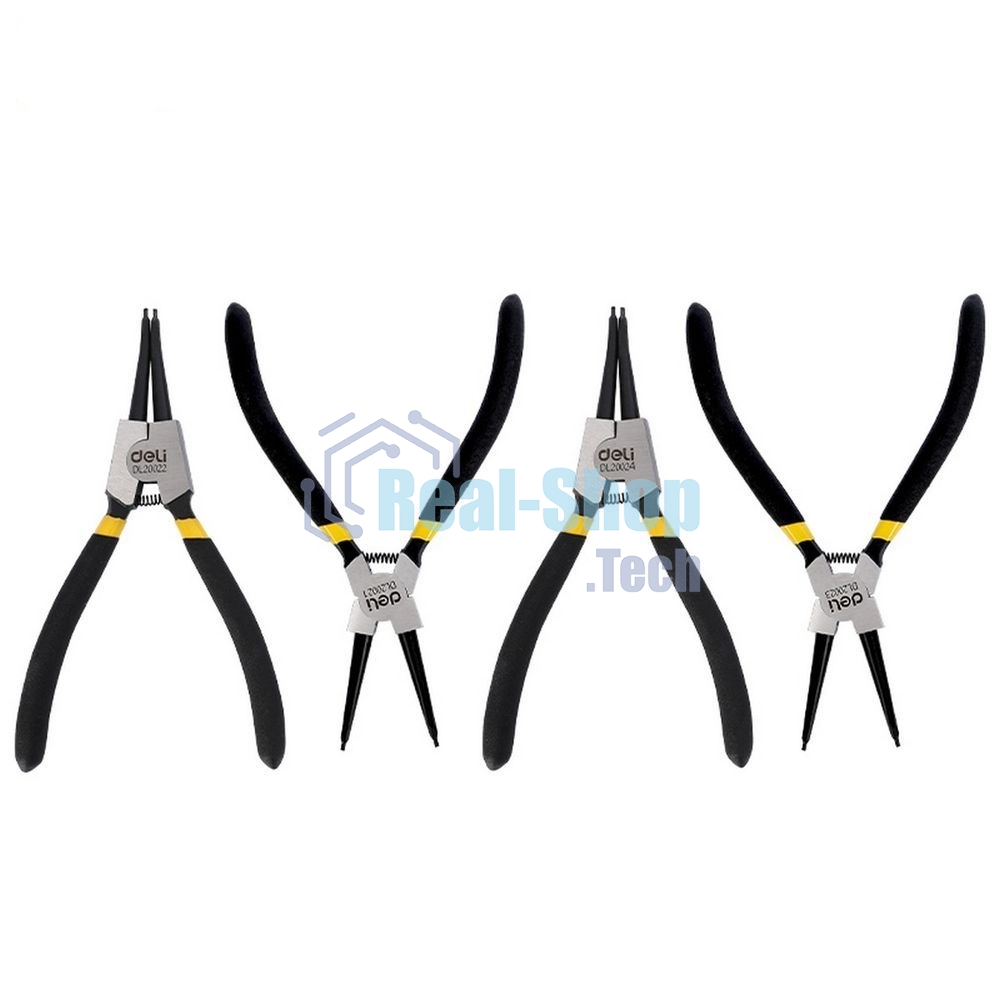Набор из 4-х съемников стопорных колец Deli DL20521-4175мм, сталь HRC50-54, прорезиненная рукоять, блистер