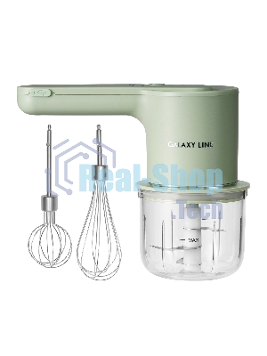 Миксер аккумуляторный Galaxy Line GL 2234, зеленый, ручной, 50 Вт