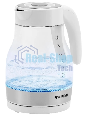 Чайник электрический Hyundai HYK-G3802 1.7л. 2200Вт белый/серебристый (корпус: стекло)