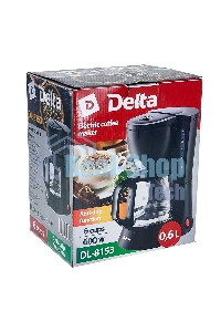 Кофеварка капельная Delta DL-8153 черный, исп. кофе - молотый, 0,6 л, 600 Вт