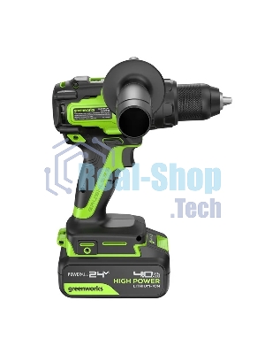 Дрель-шуруповерт аккумуляторная Greenworks GD24DD140 24V, 70/140Нм,Anti-kickback,2х4Ач,ЗУ,кор 3707607CUD
