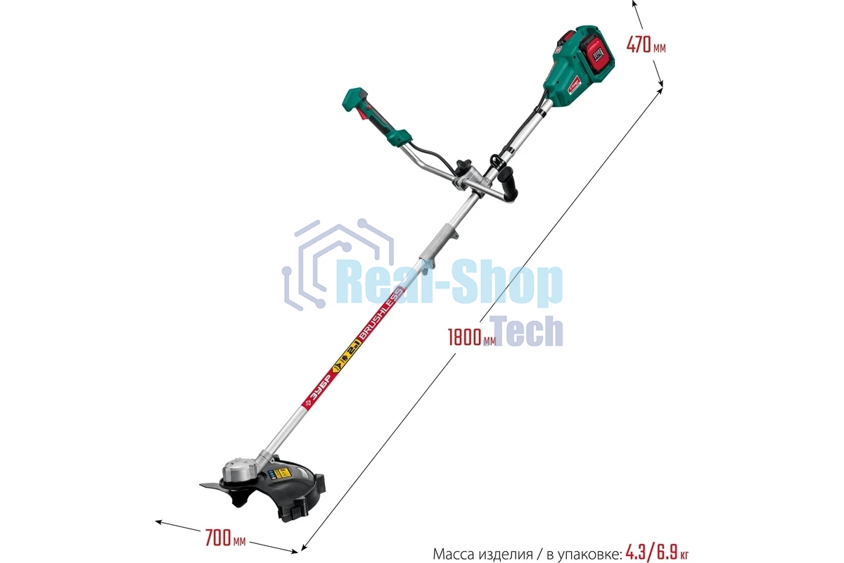 Триммер Зубр 36В бесщеточный, 2х18В АКБ (2А·ч) . ТАБ-365-22